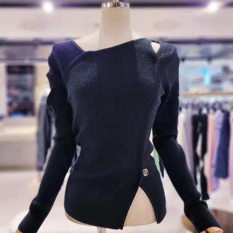 [BUNJANG] Egoist Black Ribbed Knit / 에고이스트 블랙 골지니트/알뜰한여우