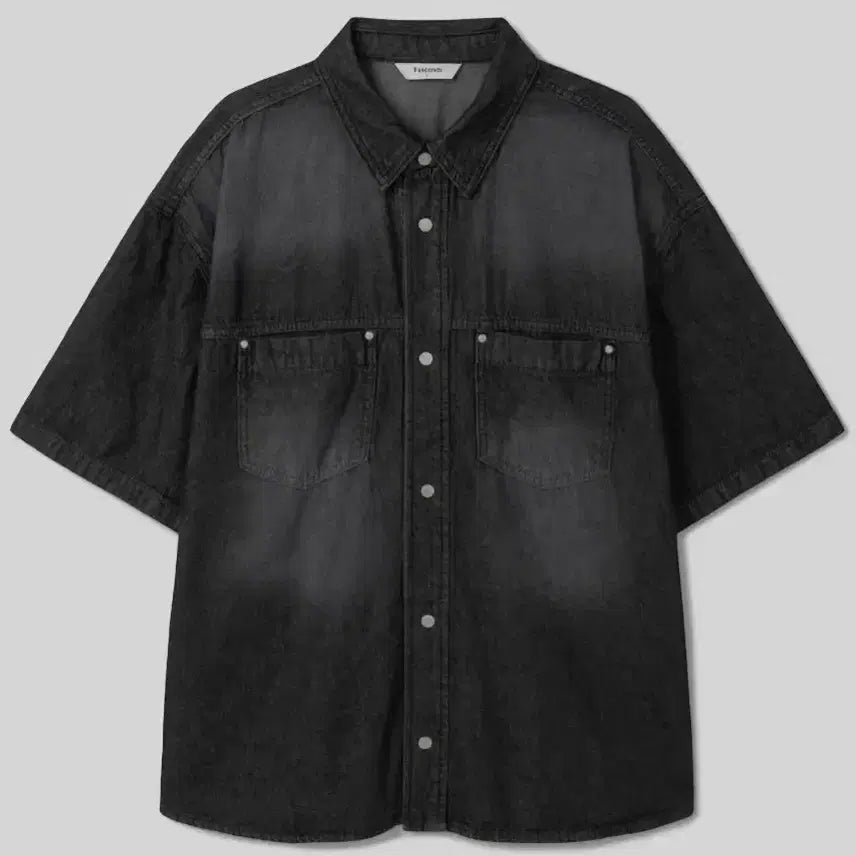 [BUNJANG] Eight Seconds Western Washed Denim Short Sleeve Shirt Black L / (새상품) 에잇세컨즈 블랙 웨스턴 워싱데님 반팔셔츠 L (454865DP14)