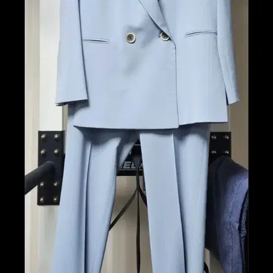 [BUNJANG] It MICHAA Navy Double-Breasted Jacket and Wide-Leg Pants Set / 잇미샤 정장 바지 셋트