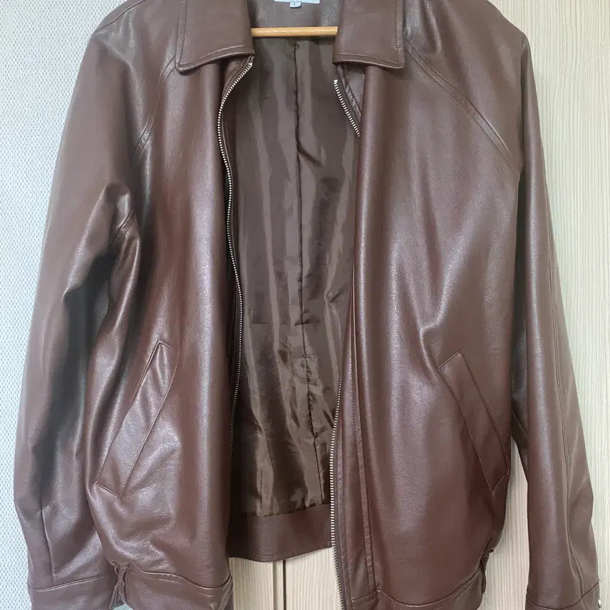 [BUNJANG] Ope Vegan Leather Jacket Brown (L) / [가을대비] 오페 비건레더 가죽자켓 브라운 (L)