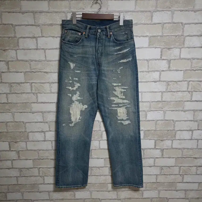 [BUNJANG] RRL Repair Distressed Denim Jeans / RRL 더블알엘 리페어 디스트레스트 데님
