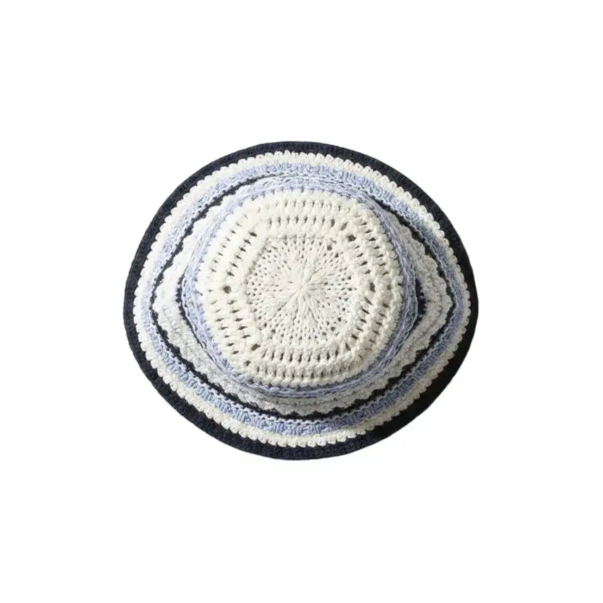 [BUNJANG] 58cm Striped Knit Bucket Hat / 58CM/ 뜨개 단가라 버킷햇