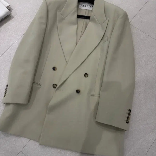 [BUNJANG] Recto Virgin Wool Oversized Boat Double Blazer (Light Beige) - M / (M) 렉토 버진울 오버사이즈 보트 더블 블레이저 (라이트베이지)