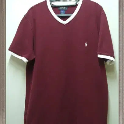 [BUNJANG] Polo Ralph Lauren Men's V-Neck Cotton T-Shirt Size M / POLO 랄프로렌 정품 V넥 엠보면티 택M 실측100가능