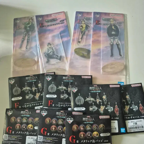[BUNJANG] Attack on Titan 'The Final Season' Acrylic Stand & Metallic Can Badge & Acrylic Charm Bundle Set / 진격거 각자의결의 하위상 일괄