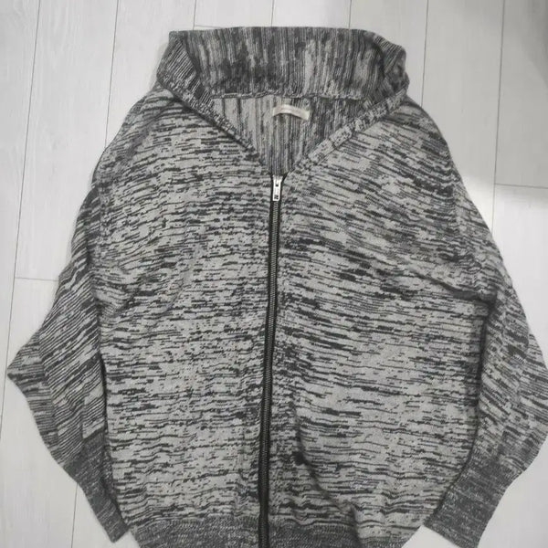 [BUNJANG] Batwing Knit Zip-Up Gray Melange / 가오리핏 니트 집업 그레이 멜란지