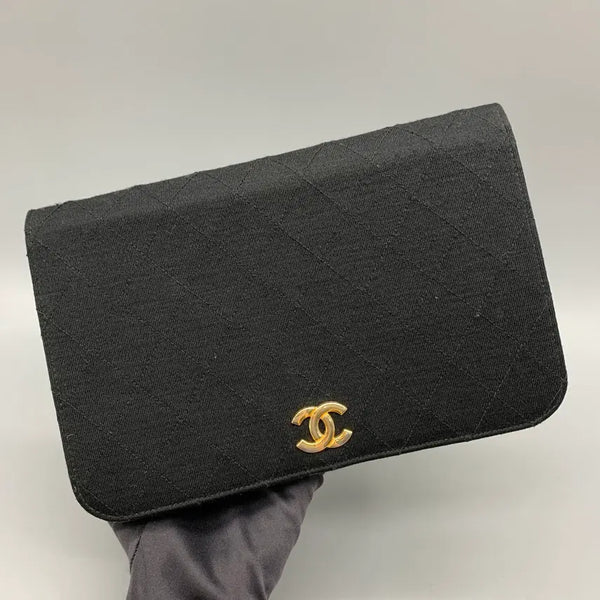 [BUNJANG] Chanel Quilted Felt Chain Bag Black / 267003125 샤넬 퀄팅 펠트 체인백 블랙