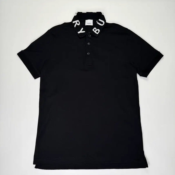 [BUNJANG] Burberry Black Logo Jacquard Collar Pique Short Sleeve Shirt M / [M/100] 버버리 8013499 카라 넥로고 피케 반팔 셔츠 블랙