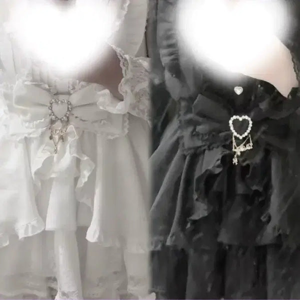[BUNJANG] LIZ LISA Cashmere School Setup Set Long Sleeve (White/Black) / 리즈리사 카슈쿨 셋업 화이트,블랙 긴팔 판매합니다