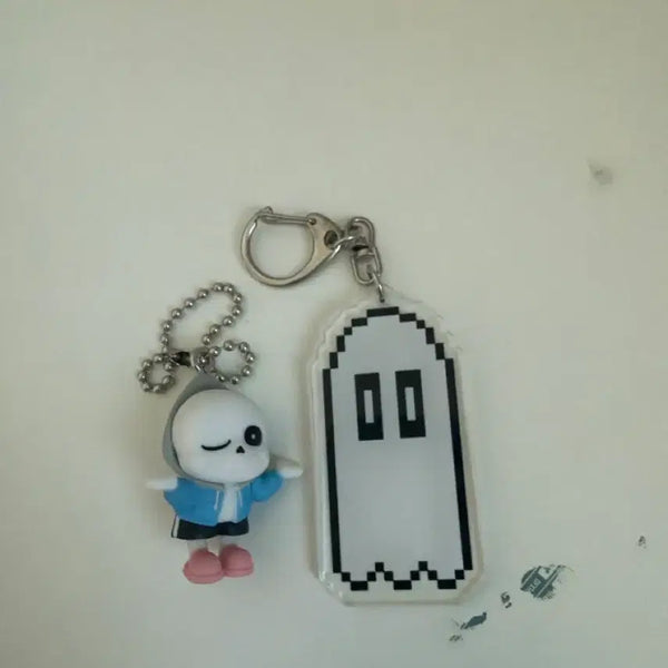 [BUNJANG] Undertale Sans Pixel Ghost Napstablook Keychain Set / 언더테일 샌즈 대롱 키링 픽셀 유령 냅스타 블룩 키링