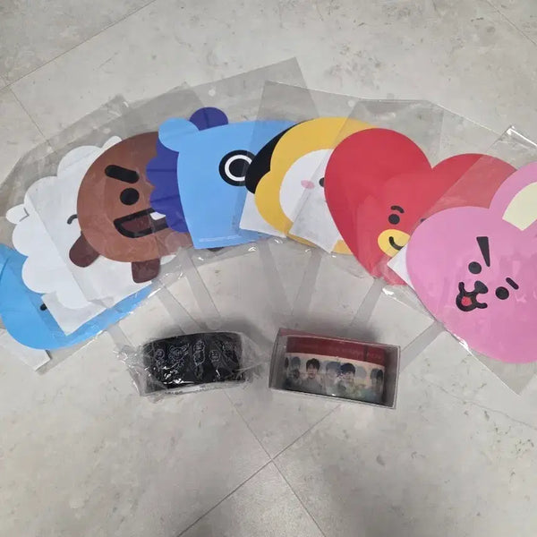 [BUNJANG] BT21 Character Fan 7 Types & Masking Tape Set / BT21 캐릭터 부채 7종 & 마스킹 테이프/럽셀 마스킹테이프