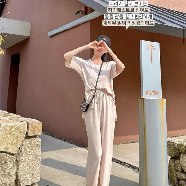 [BUNJANG] Mayyun Cool Tencel Training Pants (Black & Milk Beige) / 메이윤 찰랑 쿨링 남녀 요물팬츠 트레이닝 블랙&밀크베이지
