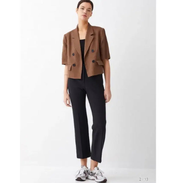 [BUNJANG] VOV 22 Double Button Linen Crop Jacket / VOV 보브 22 더블 버튼 린넨 크롭 자켓 55