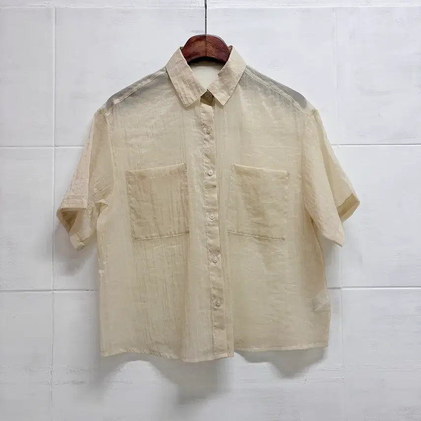 [BUNJANG] GU Sheer Organza Blouse / GU 시스루 오간자 블라우스 S JPN