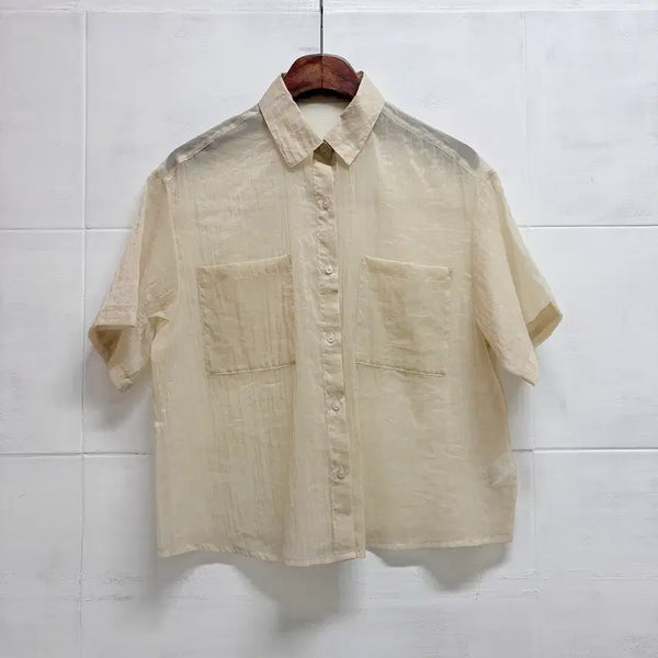 [BUNJANG] GU Sheer Organza Blouse / GU 시스루 오간자 블라우스 S JPN