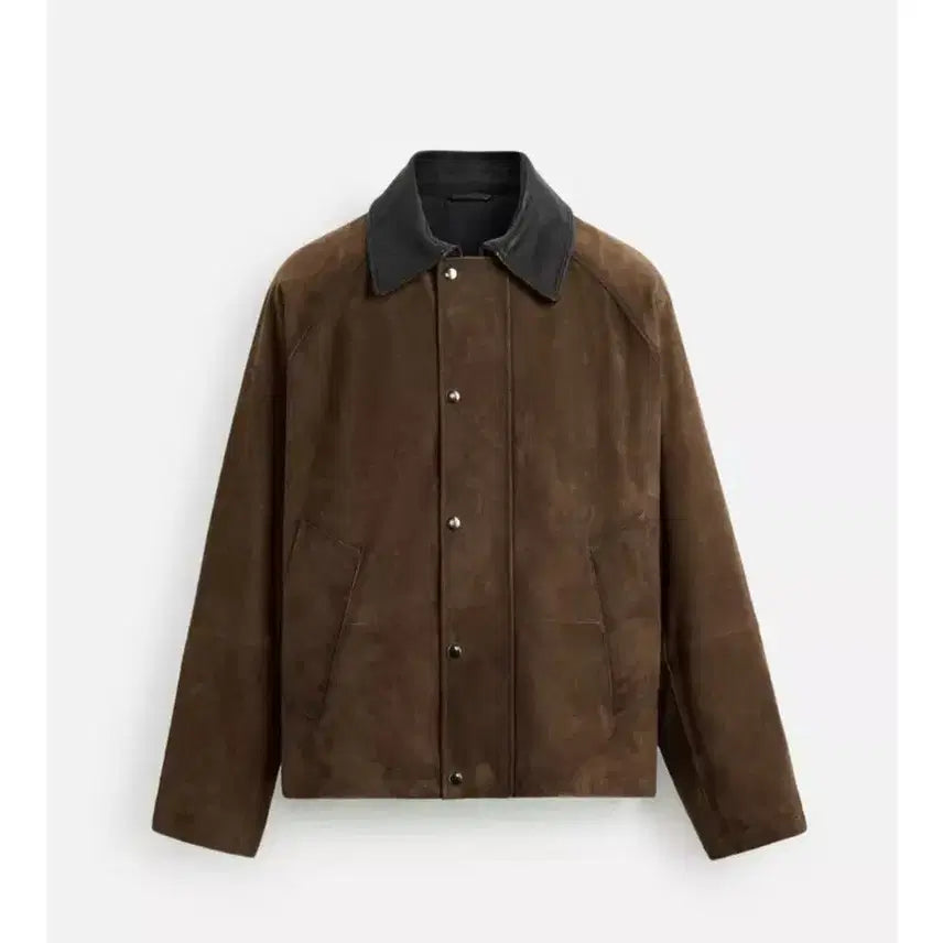 [BUNJANG] Zara Contrast Suede Leather Jacket Brown L / 자라 콘트라스트 스웨이드 자켓 브라운 (L)