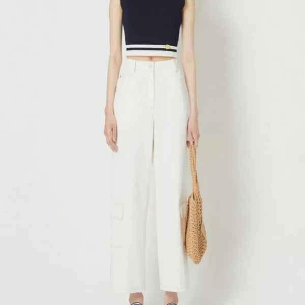 [BUNJANG] Lucky Chouette Navy Cropped Knit Tank Top Size 36 / 럭키슈에뜨 네이비 크롭 니트 나시 36