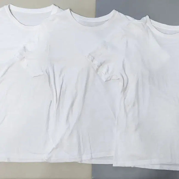 [BUNJANG] Basic Plain White Short-Sleeve T-Shirt 3-Pack / 기본 무지 흰색 반팔 티셔츠 3장