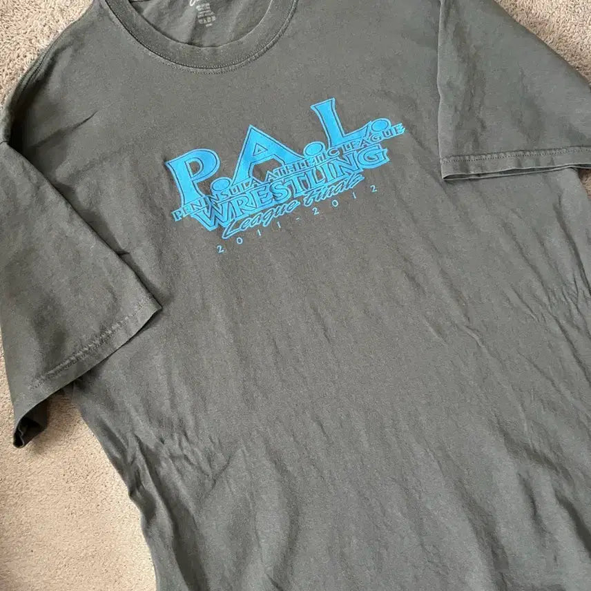 [BUNJANG] Vintage P.A.L Printing Short Sleeve T-Shirt Charcoal / 빈티지 P.A.L 프린팅 반팔 차콜