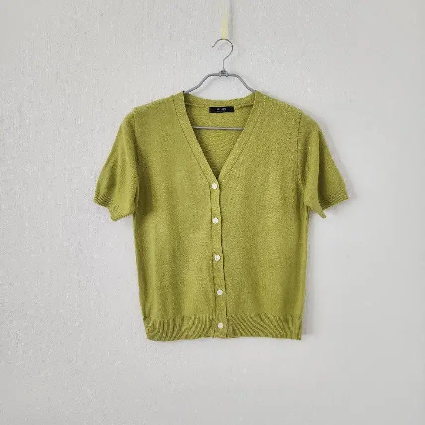 [BUNJANG] Brand Name Lime Short Sleeve Cardigan / [브랜드명] 깔끔한 라임색 반팔 가디건
