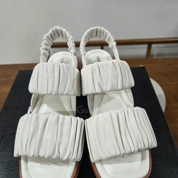 [BUNJANG] Karl Lagerfeld Lambskin Shirring Cushion Sandals White 235 / 칼라거펠트   양가죽셔링쿠션샌들 235  새제품