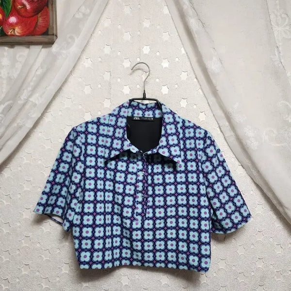 [BUNJANG] Zara Cropped Half Shirt / 자라 크롭 반셔츠 여성55~66