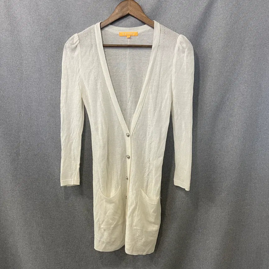 [BUNJANG] Egoist Slim Fit Ivory Long Cardigan / 에고이스트 슬림핏 아이보리 롱 가디건