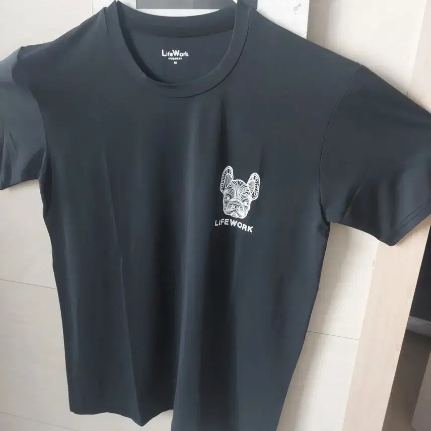 [BUNJANG] Life Work French Bulldog Embroidered Short Sleeve T-Shirt - Medium / 라이프워크 프렌치불독 반팔티 M 새상품