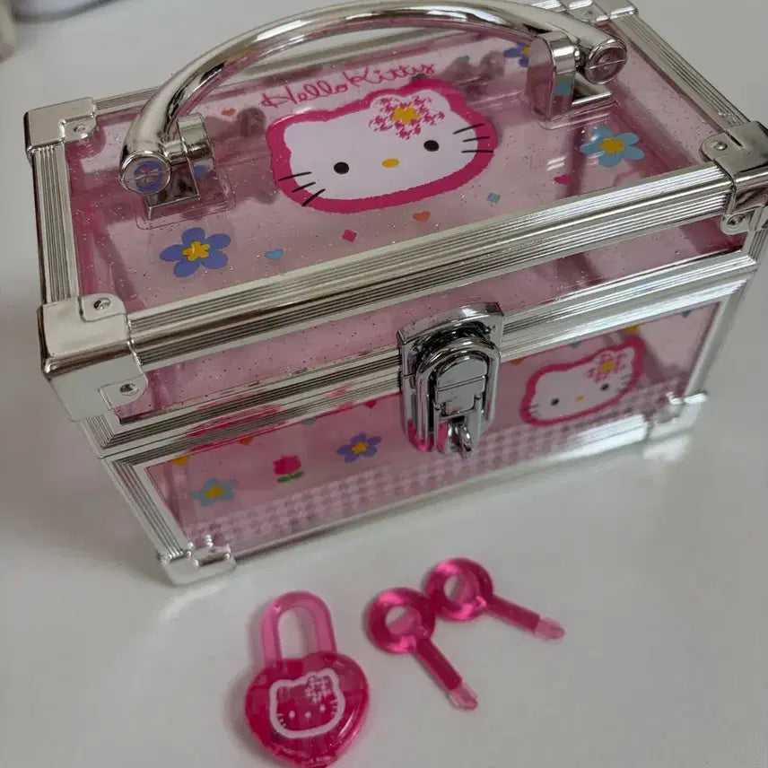 [BUNJANG] Sanrio Hello Kitty Kaohana Pink Key Storage Box Transparent Organizer / 산리오 헬로키티 카오하나 핑크 열쇠 수납함 투명 소품정리함