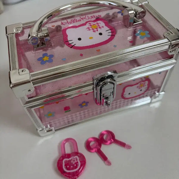 [BUNJANG] Sanrio Hello Kitty Kaohana Pink Key Storage Box Transparent Organizer / 산리오 헬로키티 카오하나 핑크 열쇠 수납함 투명 소품정리함