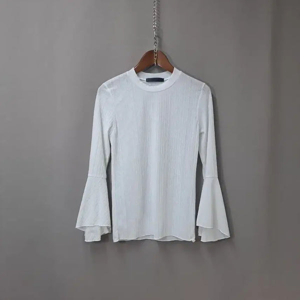 [BUNJANG] White Flare Sleeve Long Sleeve T-Shirt / 화이트 플레어 소매 긴팔 티셔츠