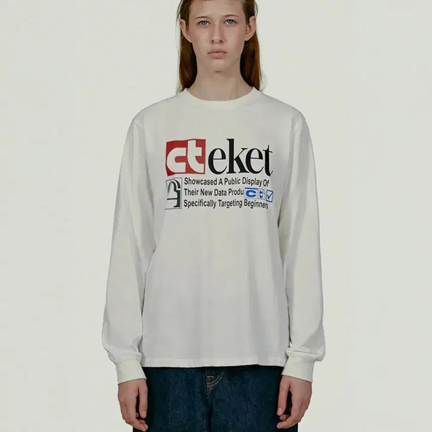 [BUNJANG] Taecket Long Sleeve T-Shirt White / 태켓 롱슬리브 화이트
