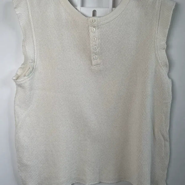 [BUNJANG] BACK NUMBER Cream Ivory Waffle Sleeveless Top L (55-66) / 백넘버 소프트 크림 아이보리 와플 슬리브리스 L (55-66)
