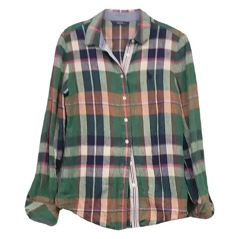 [BUNJANG] HAZZYS Check Green Casual Shirt / 해지스 체크 그린 캐주얼 셔츠 85-160
