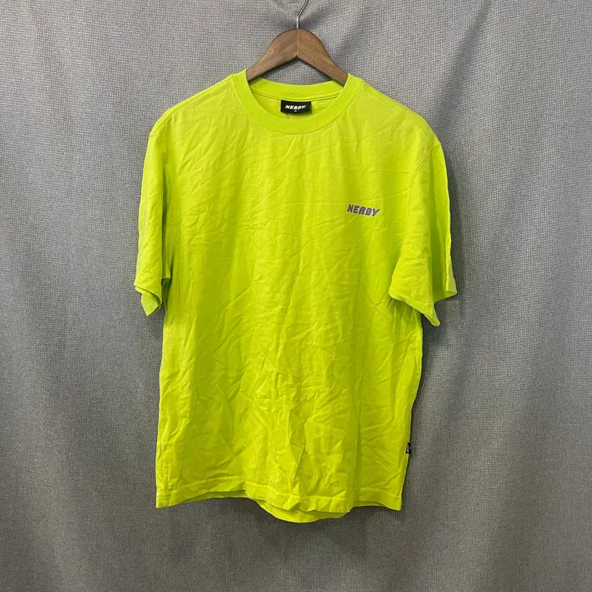 [BUNJANG] NERDY Neon Lime Oversized Back Print T-Shirt / 널디 네온 라임 백프린팅 오버핏 반팔티