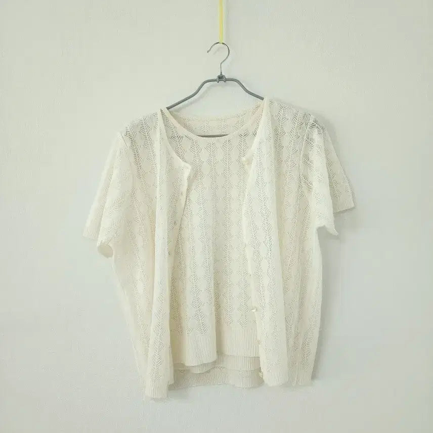 [BUNJANG] Ivory Knit Cardigan Set / 아이보리 니트 가디건 세트