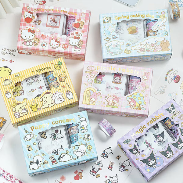 [BUNJANG] Sanrio Masking Tape & Sticker Set / 산리오 마스킹테이프 +스티커