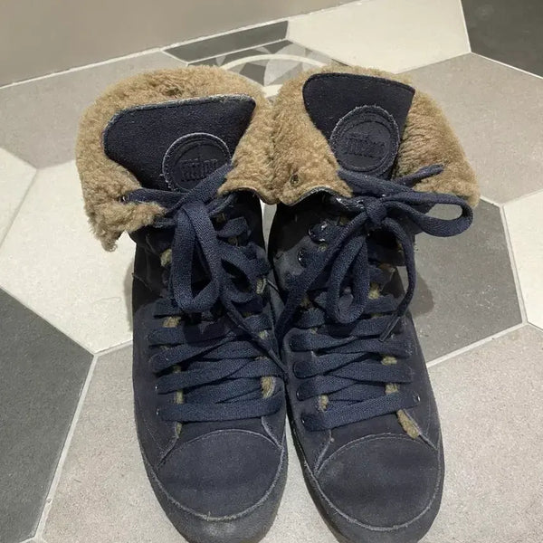 [BUNJANG] Flipflop High-Top Sneakers Boots Navy / Flipflop 플립플랍 컨버스 털 안감 하이탑 네이비 스니커즈 부츠