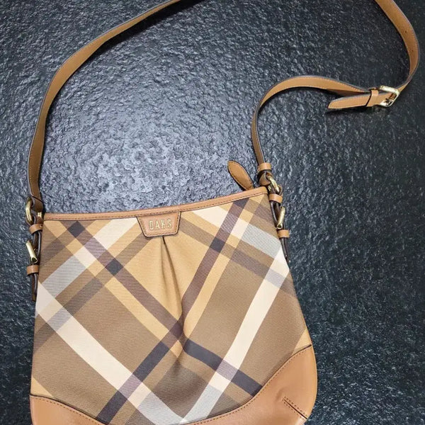[BUNJANG] Daks Check Crossbody Bag Brown / 닥스 체크 크로스백 브라운