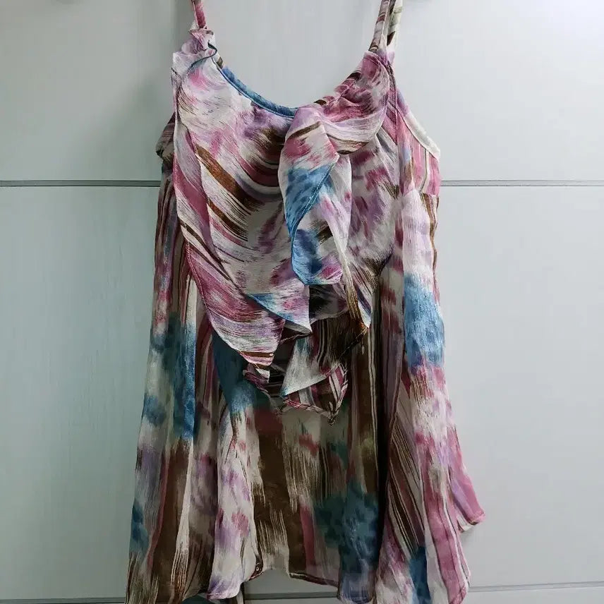 [BUNJANG] Fairy Shipon Blue Pink Mix Sleeve Blouse / 페어리쉬폰 블루핑크믹스  슬리브