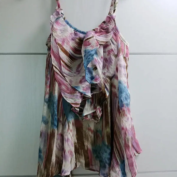 [BUNJANG] Fairy Shipon Blue Pink Mix Sleeve Blouse / 페어리쉬폰 블루핑크믹스  슬리브