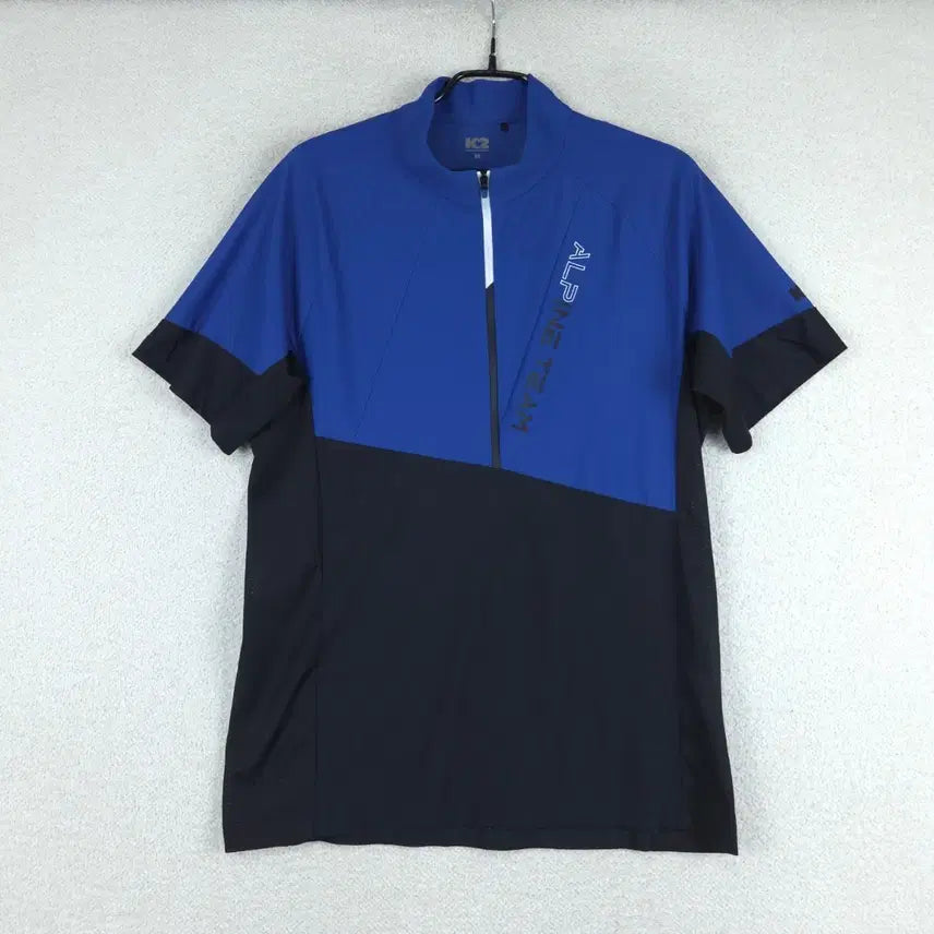 [BUNJANG] K2 Men's Half-Zip Short-Sleeve T-Shirt Blue/Black (Size 95) / K2 남성 반집업 반팔 티셔츠 블루/블랙(95)