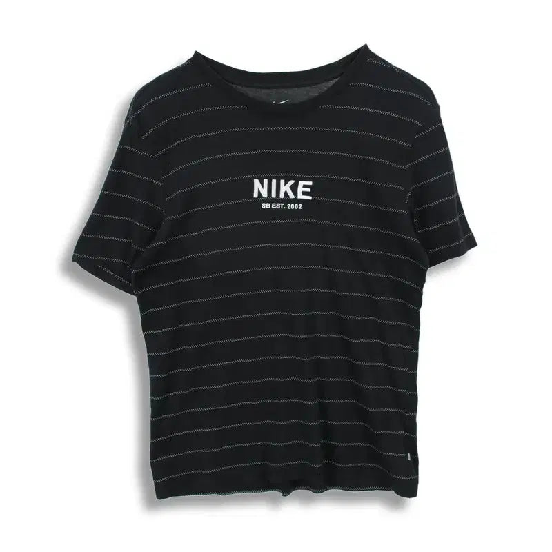 [BUNJANG] Nike Women's Cotton Embroidered Logo Stripe Short Sleeve T-Shirt / 나이키 (WOMEN - S) 코튼 자수 로고 스트라이프 반팔 티셔츠