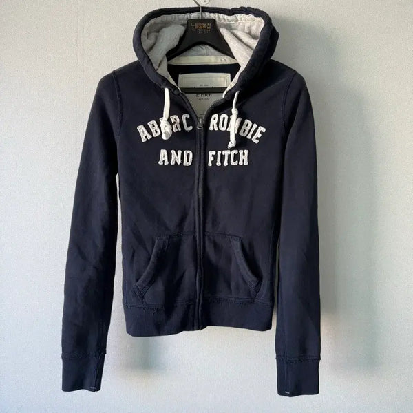 [BUNJANG] Abercrombie & Fitch Navy Slim Fit Hoodie Zip-Up / 아베크롬비 딱붙핏 네이비 후드집업