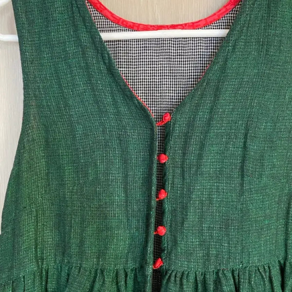 [BUNJANG] Green Sleeveless Checkered Dress / 그린 민소매원피스