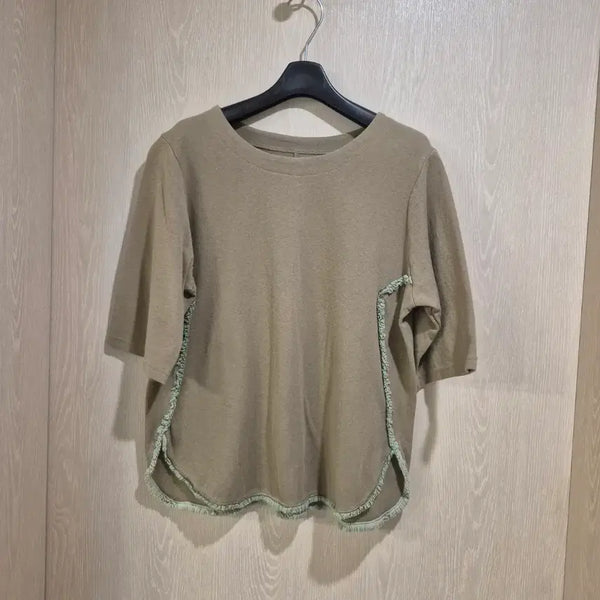 [BUNJANG] Solid Color Oversized Short Sleeve T-Shirt Khaki Size 66 / 단색 오버핏 반팔 티셔츠 카키색사이즈66