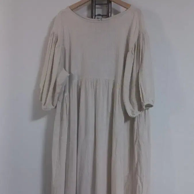 [BUNJANG] Oatmeal Linen Long Dress (Size 99-100) / 빅사이즈 오트밀 린넨 롱원피스 99~100