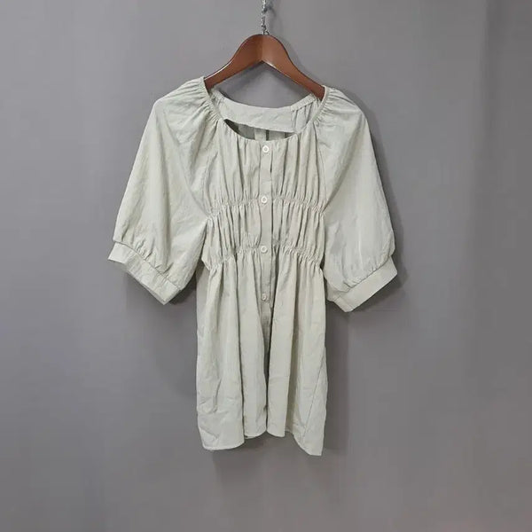 [BUNJANG] Frill Square Neck Puff Sleeve Blouse / 프릴 스퀘어넥 퍼프 소매 블라우스