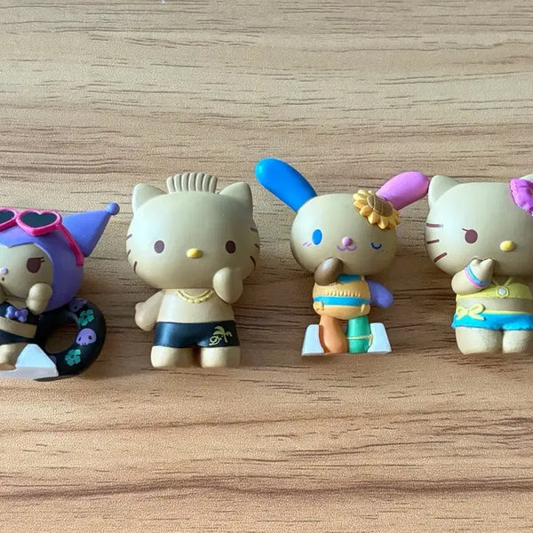 [BUNJANG] Sanrio Tanning Gacha Figures (Set of 4, Unsealed) / 산리오 태닝 가챠 피규어 4종 일괄 개봉