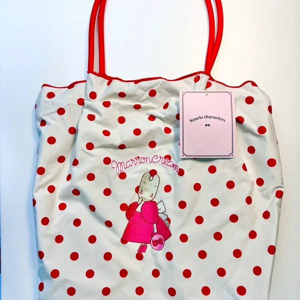 [BUNJANG] Sanrio Marron Cream Polka Dot Nylon Shoulder Bag / 산리오 마론크림 땡땡이 가방